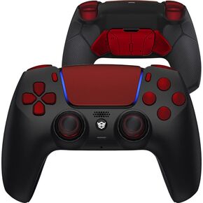 HEXGAMING RIVAL PRO Wireless Controller Compatible with ps5-4 Remap Back Buttons, Hair Triggers, Interchangeable Thumbsticks - Black Red