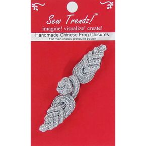 Chinese Frogs Button Closures Hook & Eye Fastener - Sewing Quilting Renaissance Dance Hawaiian Bridal Costumes Outfit Drapery Home Decor-Metallic Silver-Pineapple Design - 1 Pair/pk. - #FG4759
