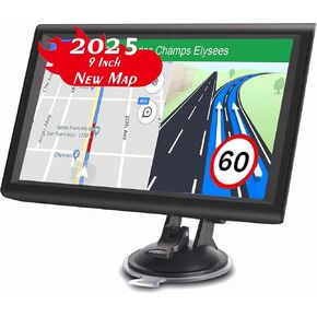 GPS Navigator for Car, Latest 2025 Map 9 inch Touch Screen Car GPS 256-16GB, Voice Turn Direction Guidance, Support Speed and Red Light Warning, North America Lifetime map Free Update