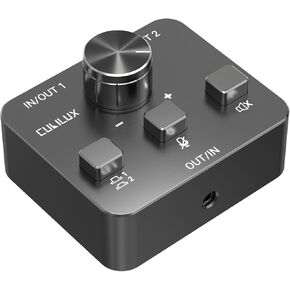 Cubilux AS-J3 3.5mm Audio/MIC Switcher with Mute Switch, Bidirectional 2-In-1-Out or 1-In-2-Out 1/8 Stereo AUX and Mono Microphone Signal Selector for PC Laptop Computer Speaker Headphones Headset