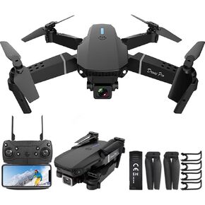 Mini Drone مع الكاميرا للبالغين - هدية لعبة عيد الميلاد للمبتدئين في سن 15 عامًا - RC Quadcopter Multirotors | الطائرات بدون طيار قابلة للطي | wifi hd fpv video | مفتاح واحد الإقلاع/الأرض | الارتفاع عقد | وضع مقطوع الرأس | 360 ° Flip | حالة حمل (أسود+ 202