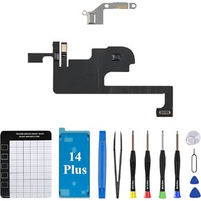 for iPhone 14 Plus Earpiece Ear Speaker Flex Cable Replacement for iPhone 14plus Proximity Sensor Flex Cable with Full Repair Fix Tools Kit Magnetic Pad for A2632 A2885 A2886 A2887 A2896