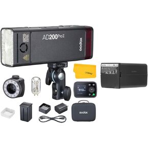 GODOX AD200 Pro II AD200Pro II Strobe Flash, TTL 200W Pocket Flash HSS 1/8000s, with WB29B 14.4V 2980mAh Li-ion Battery Pack, No Need to Worry Energy Supply