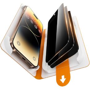 3 Pack Privacy Screen Protector for iPhone 16 Pro Max, [One-Pull Installation] Military-Grade Shatterproof & Ultra Durable 9H Hardness, Anti-Spy Tempered Glass, Bubble-Free, Case Friendly