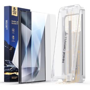 MAGIC JOHN 3rd Gen Upgraded for Samsung Galaxy S24Ultra Screen Protector 6.8 Inch,HD Clear,Shatterproof Tempered Film,Auto Dust-Elimination,Bubble Free,Easy Installation,2 Pack