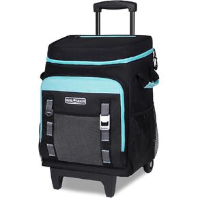 INSMEER Cooler with Wheels and Handle, 80 Cans/50L Rolling Cooler, Portable Soft Sided Cooler with Wheel, 2-in-1 Collapsible Cooler Trolley Cart, Large Coolers for Grocery Shopping