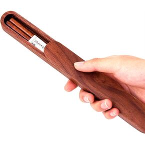 Wooden Chopsticks Storage Case - Portable Utensil Travel Case for Camping & Cutlery - One Pair of Wooden Chopsticks
