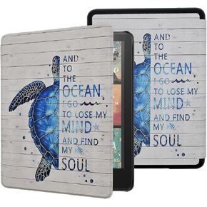 Case for Kindle Paperwhite 12th Gen 2024. Kindle Colorsoft Signature Edition, Lightweight PU Leather Protective Cover Foldable with Auto Sleep/Wake, Hand Strap, Just One More Chapter