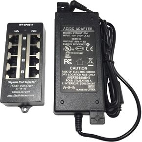 Poe Texas 4 Port Poe Injector - Gigabit Power Over Ethernet مع 48V 48W UL Power Super
