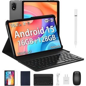 DOOGEE U10(2025) 10 inch Tablet with Keyboard, Android 15 Tablet 16GB+128GB/2TB Expand, 2.0GHz Quad Core Gaming Tablets,5060mAh,1280x800 IPS HD Touchscreen,WiFi 6,Dual Camera,BT5.0,Widevine L1,Gray