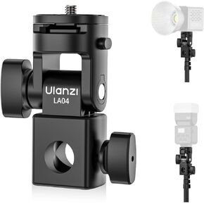 ULANZI LA04 Light Stand Mount Adapter with 1/4" Screw, Quick Release Mounting Plate for Camera Monitor Ring Light, Fits Flat Head Light Stand/Boom arm/C Stand, 180° Tilt Max. Load 6.6lb/3kg
