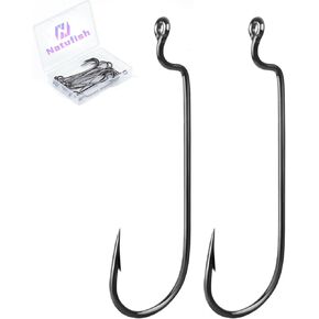 EWG Hooks for Bass Fishing,50Pcs/100Pcs Texas Carolina Rig Hooks Worm Hook Weedless/Inline for Soft Plastic Baits Saltwater