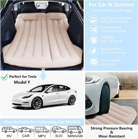 Car Air Mattress Camping Bed, Inflatable Car Mattress with Air Pump fit Model Y SUV Truck Backseat Trunk, Portable Car Bed Sleeping Pad Tent Mat Foldable Mattress for Car Camping Travel Home (Grey) in Saudi Arabia