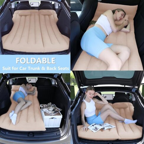 Car Air Mattress Camping Bed, Inflatable Car Mattress with Air Pump fit Model Y SUV Truck Backseat Trunk, Portable Car Bed Sleeping Pad Tent Mat Foldable Mattress for Car Camping Travel Home (Grey) in Saudi Arabia