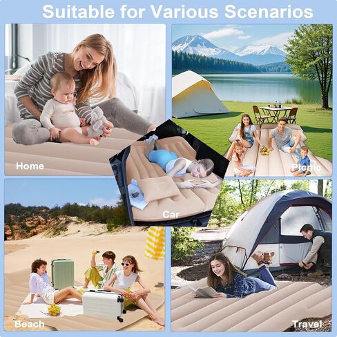 Car Air Mattress Camping Bed, Inflatable Car Mattress with Air Pump fit Model Y SUV Truck Backseat Trunk, Portable Car Bed Sleeping Pad Tent Mat Foldable Mattress for Car Camping Travel Home (Grey) in Saudi Arabia