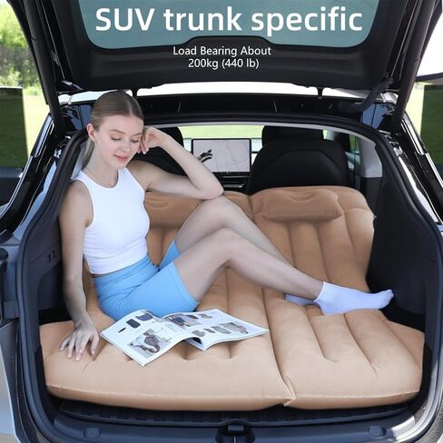 Car Air Mattress Camping Bed, Inflatable Car Mattress with Air Pump fit Model Y SUV Truck Backseat Trunk, Portable Car Bed Sleeping Pad Tent Mat Foldable Mattress for Car Camping Travel Home (Grey) in Saudi Arabia
