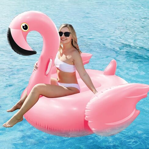 TURNMEON 79" Giant Inflatable Pool Float Party Toys with Sturdy Handles, Summer Beach Floaties Swimming Pool Inflatables Ride-on Pool Toys Raft Lounge for Adults Kids Teens (Flamingo and Unicorn) in Saudi Arabia