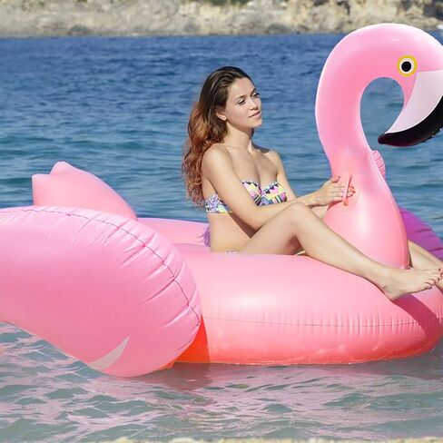 TURNMEON 79" Giant Inflatable Pool Float Party Toys with Sturdy Handles, Summer Beach Floaties Swimming Pool Inflatables Ride-on Pool Toys Raft Lounge for Adults Kids Teens (Flamingo and Unicorn) in Saudi Arabia