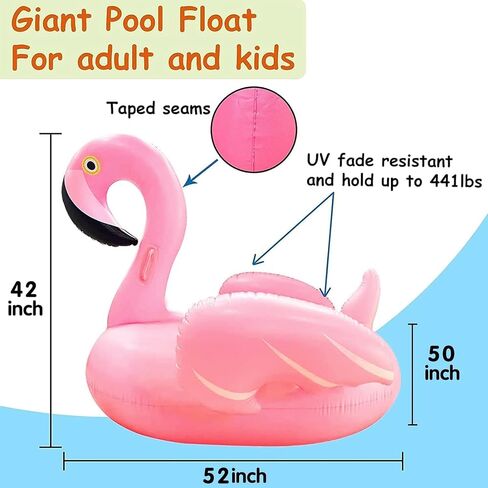 TURNMEON 79" Giant Inflatable Pool Float Party Toys with Sturdy Handles, Summer Beach Floaties Swimming Pool Inflatables Ride-on Pool Toys Raft Lounge for Adults Kids Teens (Flamingo and Unicorn) in Saudi Arabia