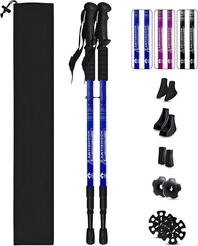 Trekking Poles, Adjustable Telescopic 3-Section Hiking Poles, Lightweight Aluminum Trekking Poles for Hiking, Backpacking, Anti-Shock Walking Sticks for Men Women Kids, 2Pack in Saudi Arabia