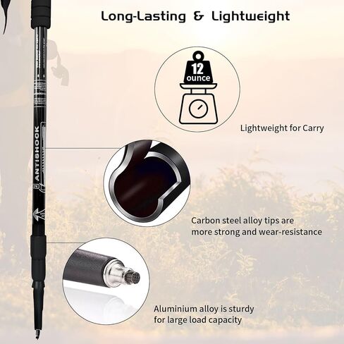 Trekking Poles, Adjustable Telescopic 3-Section Hiking Poles, Lightweight Aluminum Trekking Poles for Hiking, Backpacking, Anti-Shock Walking Sticks for Men Women Kids, 2Pack in Kuwait