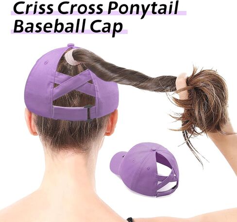 Girls Ponytail Hat Criss Cross Baseball Cap Cute Cat Embroidered Trucker Hat for Women in Saudi Arabia