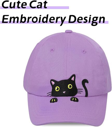 Girls Ponytail Hat Criss Cross Baseball Cap Cute Cat Embroidered Trucker Hat for Women in Saudi Arabia