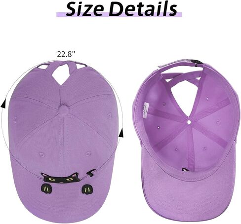 Girls Ponytail Hat Criss Cross Baseball Cap Cute Cat Embroidered Trucker Hat for Women in Saudi Arabia