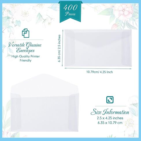 Eersida Glassine Envelopes 2.5x4.25 Inch Glassine Mini Lotto Lottery Ticket Holders Wedding Guest Favor Tissue Seed Envelope Holder for Scratch Stamp Scratch Ticket Wedding Favor Craft Project(200) in Saudi Arabia