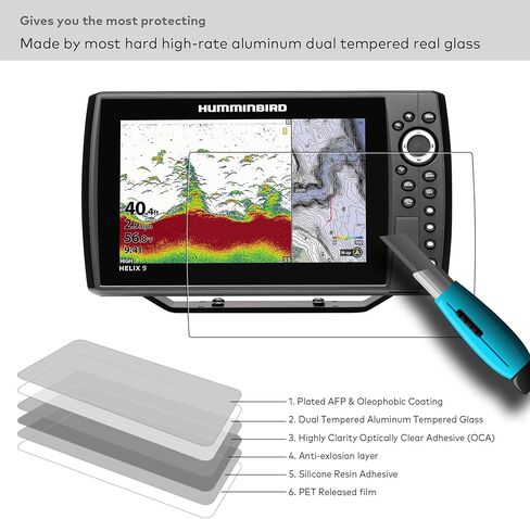 واقي شاشة زجاجي مميز مصمم لـ Humminbird Helix 9 Fish Fleser G3/G4 9 بوصة ملحقات الشاشة لمس in Kuwait
