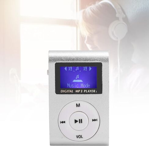 2Pcs Mini MP3 Player, Digital Music Player MP3 Music Player Portable MP3 Player Mini Portable MP3 Player with BackClip LCD Screen (Silver) in Saudi Arabia
