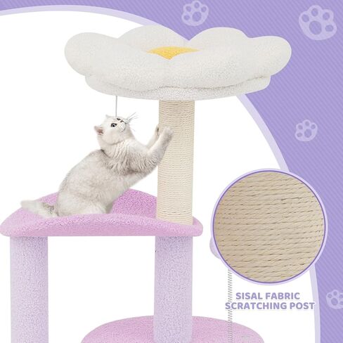 شجرة Magshion Cat ، 33 "برج قط لطيف مع منشور خدش ، شقة وأعلى زهرة دافئة للقطط الداخلية الصغيرة ، الوردي in Saudi Arabia