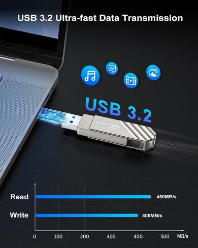 محرك أقراص مزدوج 64 جيجابايت مزدوج USB C ، KOTION 2-in-1 USB محرك دوار نوع C in Kuwait