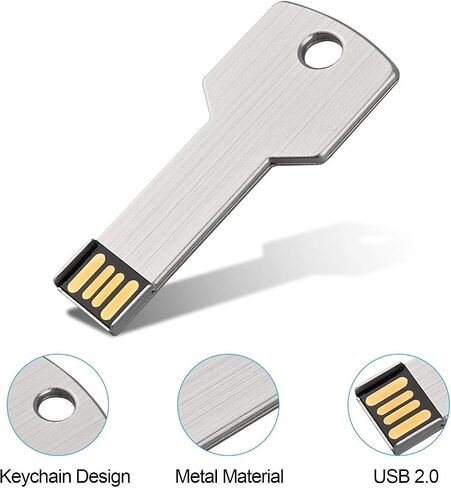 64G Key Shape USB Flash Drive, K&ZZ Metal Thumb Drive USB2.0 Flash Disk Memory USB Stick Expansion Disk, Silver 64GB in Saudi Arabia