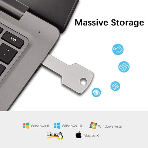 64G Key Shape USB Flash Drive, K&ZZ Metal Thumb Drive USB2.0 Flash Disk Memory USB Stick Expansion Disk, Silver 64GB in Saudi Arabia