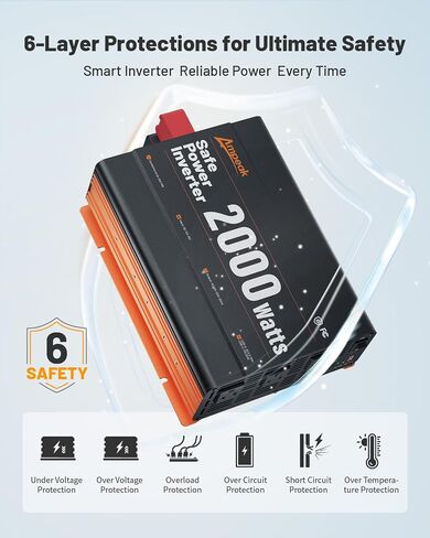 Ampeak 3000W Power Inverter, Inverter 12V to 110V Modified Sine Wave, High Conversion Efficiency 89%,USB Port 18W PD 30W, 4 AC Outlets Inverter for Camping in Saudi Arabia