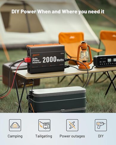Ampeak 3000W Power Inverter, Inverter 12V to 110V Modified Sine Wave, High Conversion Efficiency 89%,USB Port 18W PD 30W, 4 AC Outlets Inverter for Camping in Saudi Arabia