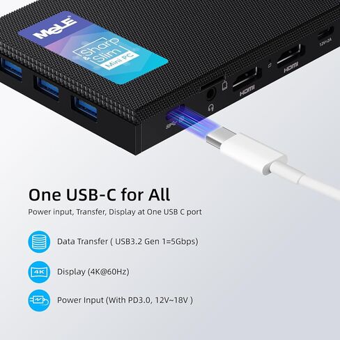 MELE MINI MINI PC QUIPER3Q 11th Gen N5105 8GB 128GB ، Micro Computer WiFi 5 Small Desktop Service مع USB-C PD ، Gigabit Ethernet ، Dual HDMI 4K ، Auto Power On ، PXE Support M.2 SSD in Kuwait
