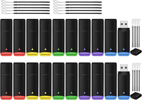 Agecash FAT32 USB Flash Drive 20 Pack 4GB Bulk USB 2.0 Flash Drives Thumb Drive 20Pack Memory Stick Drives محرك أقراص مضاعفة لتخزين البيانات والنسخ الاحتياطي (متعدد الألوان ، 4 جيجابايت) in Kuwait