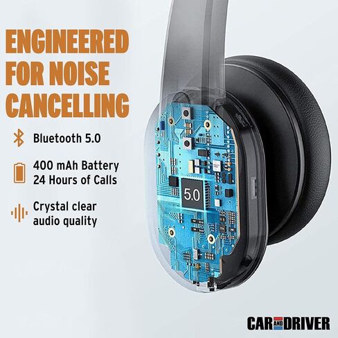 Car and Driver Trucker Bluetooth Headset, Wireless Headset Noise Canceling Headphones with Microphone, Home Office, Zoom, Call Center, Clear Highway| Siri, Alexa, Google Compatible (BT3500) in Saudi Arabia
