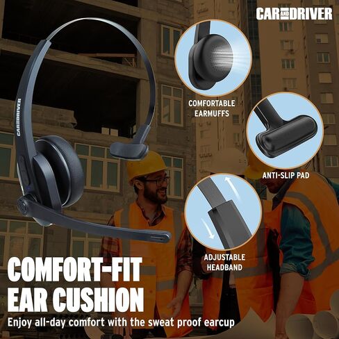 Car and Driver Trucker Bluetooth Headset, Wireless Headset Noise Canceling Headphones with Microphone, Home Office, Zoom, Call Center, Clear Highway| Siri, Alexa, Google Compatible (BT3500) in Saudi Arabia