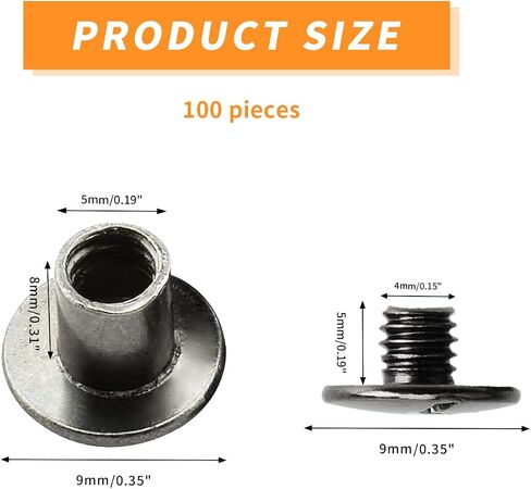 Begino 50pcs Chicago Screw 5x6mm Slotted Binding Screws for Rivet Book Binding,Black in Saudi Arabia