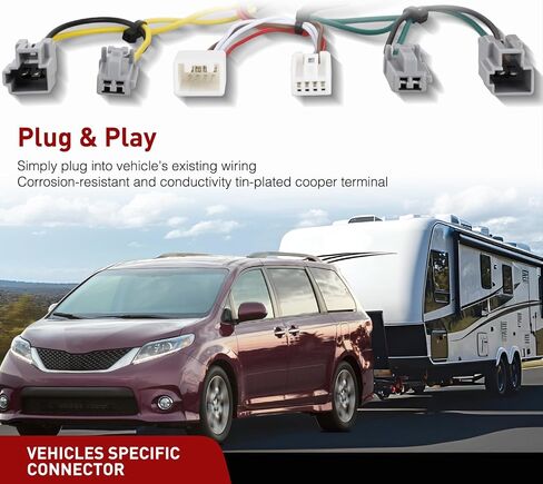 Nilight 4 Pin Trailer Wiring Harness Kit 56106 Vehicle Standard 4 Way Connector Custom for 2011 2012 2013 2014 Toyota Sienna, 2015 2016 2017 2018 2019 2020 Sienna SE Simple Fit Tow Hitch Harness in Kuwait
