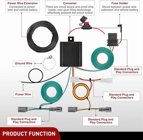 Nilight 4 Pin Trailer Wiring Harness Kit 56106 Vehicle Standard 4 Way Connector Custom for 2011 2012 2013 2014 Toyota Sienna, 2015 2016 2017 2018 2019 2020 Sienna SE Simple Fit Tow Hitch Harness in Kuwait