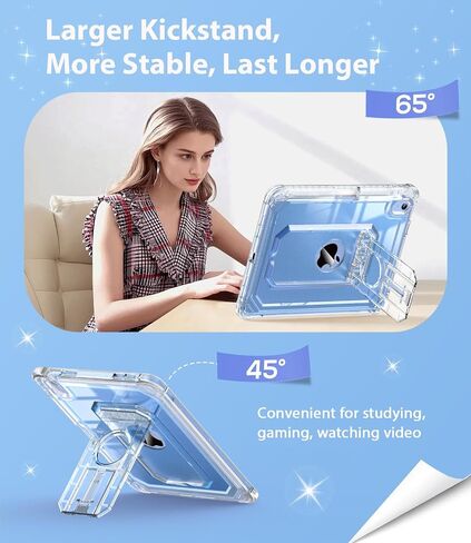 Cantis Case لـ iPad A16 11 Inch 2025/ iPad 10th Generation 2022 (10.9 بوصة) مع حامي الشاشة وحامل القلم الرصاص ، حالة الجيل الحادي عشر مع حامل مستقر أكبر ، بريق واضح in Kuwait