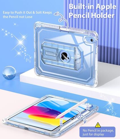 Cantis Case لـ iPad A16 11 Inch 2025/ iPad 10th Generation 2022 (10.9 بوصة) مع حامي الشاشة وحامل القلم الرصاص ، حالة الجيل الحادي عشر مع حامل مستقر أكبر ، بريق واضح in Kuwait