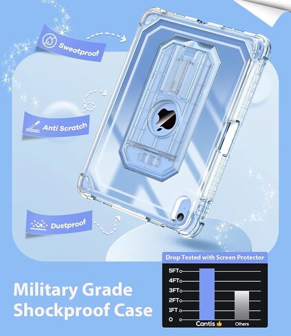 Cantis Case لـ iPad A16 11 Inch 2025/ iPad 10th Generation 2022 (10.9 بوصة) مع حامي الشاشة وحامل القلم الرصاص ، حالة الجيل الحادي عشر مع حامل مستقر أكبر ، بريق واضح in Kuwait