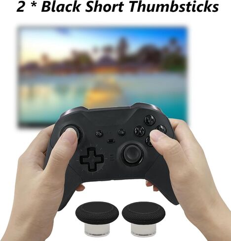 2 Pack Elite 2 Controller Short Thumbsticks Replacement for Xbox Elite Series 2 Controller,0.39in Standard Height Concave Magnetic Analog Short Joysticks Replacement for Elite Series 2 Core (Black) in Kuwait