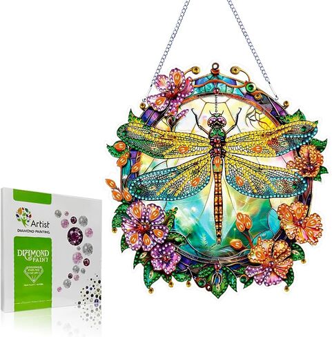 Koikify Diamond Art Hanging Pendant, Dragonfly Crystal Gem Painting Ornament Crafts Kit for Home Décor & Gift in Saudi Arabia