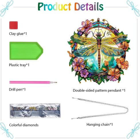 Koikify Diamond Art Hanging Pendant, Dragonfly Crystal Gem Painting Ornament Crafts Kit for Home Décor & Gift in Saudi Arabia